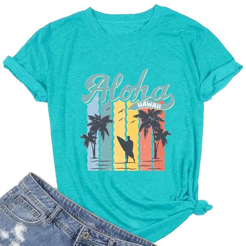 Image of Vacay Mode T Shirts for Women Summer Beach Hawaii Vacation Short Sleeve Tops Holiday Cruise Getaway T Shirts
