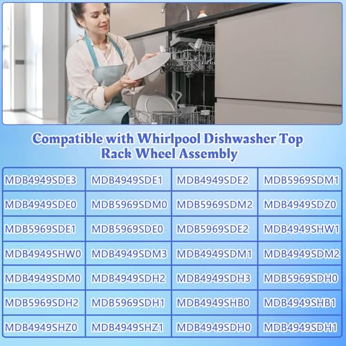 Image of 4 Pack W10571738 Dishwasher Upper Dishrack Adjuster And Wheel Assembly