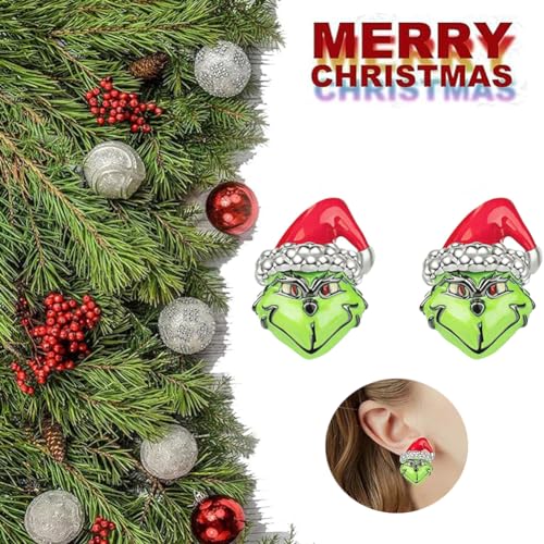 Christmas Earrings Cute Santa Green Monster Frog Stud Earrings Cartoon Animal Jewelry Women Girls Holiday Gifts3