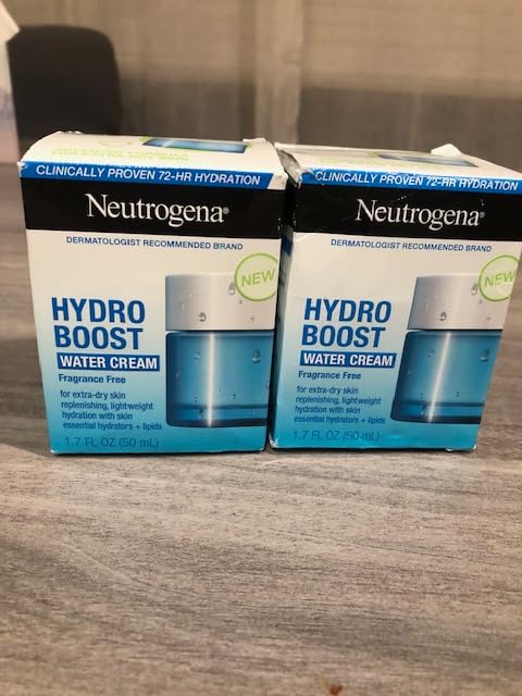 Neutrogena Hydro Boost Hyaluronic Acid Hydrating Water CREAM Daily Face Moisturizer for Dry Skin, Oil-Free, Non-Comedogenic Face Lotion, 1.7 fl. Oz 2 PACK