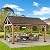 Sunjoy Wood Gazebo 13 x 15 ft. Outdoor Patio Premium Cedar Frame Gazebos with Brown Steel Gable Hardtop Roof for Garden, Backyard Shade, Brown Roof + Natural Wood Frame