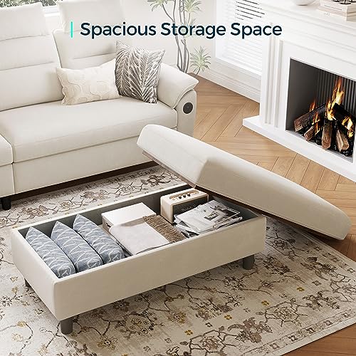 Linsy Home LH012 46 Inches Wide Storage Ottoman Bench, Linen Coffee Table Folding Long Shoes Bench Footstool thumb #2