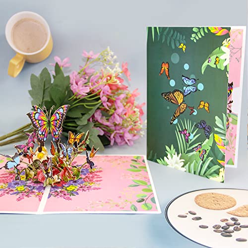 3D Butterfly Pop Up Card, Greeting Card For All Occasions, Poplovecard Handmade Happy Birthday Gift Card, Nature Butterflies Card For Mom Wife Friends, Thinking Of You Card - Includes Envelope #TOP1