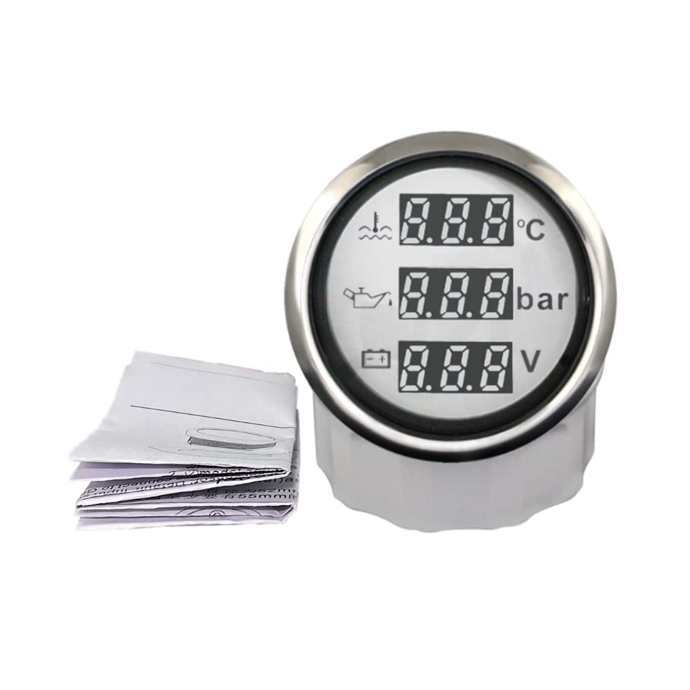 ELING Voltímetro multifunción 3 en 1, medidor de presión de aceite, 9 – 32 V, para coche, moto, tractor, camión