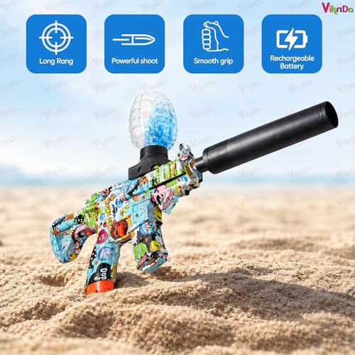 Image of VikriDA Automatic Gel Blaster Toy Gun for Kids with Gel Blaster Balls Rechargeable Battery Operated Outdoor Electric Target Game Toys for Boys Age 6 Year Above Birthday Gift