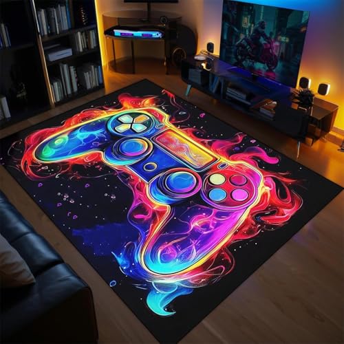 Comforight Gaming Area Rug for Boys Bedroom Gaming Rugs 3D Video Game Controller Carpet For Living Room Playroom Game Room Decor Non-Slip Carpet Decorative Floor Mat (Type3)