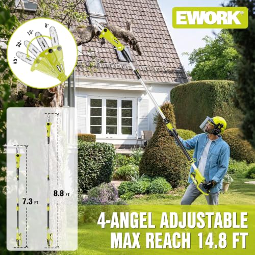 Image of EWORK 20V 8 inch Cordless Pole Saws for Tree Trimming with Battery & Charger
