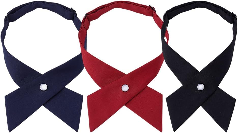 3Pcs Criss-Cross Bow Tie for Women Adjustable Uniform Ties Necktie Accessories Pre-Tied Tie Supplies 3 Colors for Women Students School Uniform Shirt Cosplay Prom Decoration