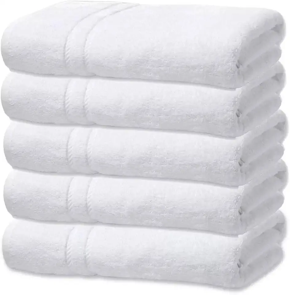 Kit 5 Toalhas de Banho Branca Hotel Macia Felpuda - Prata - Costura Dupla Reforçada (Branco Off White)