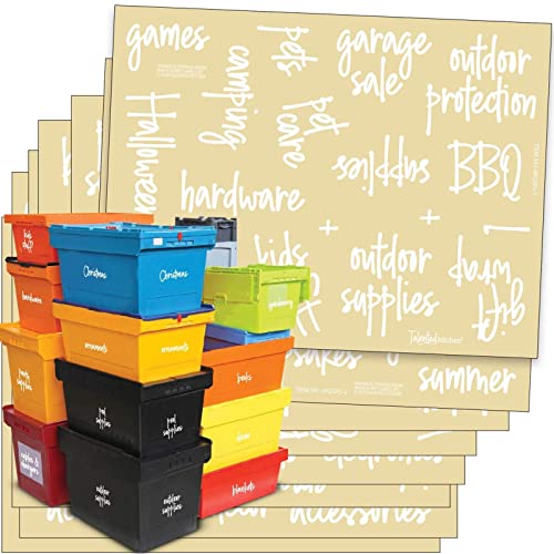 Talented Kitchen 136 Storage Room & Garage Organization Labels. White Script Preprinted Labels. Water Resistant Black On Clear Stickers. Organization System Labels For Bins & Boxes Holiday & Essential #TOP11