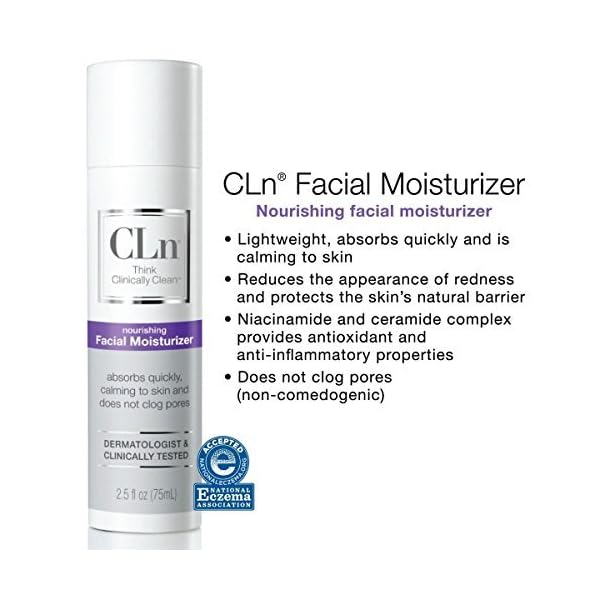 CLnÂ® Facial Moisturizer - Soothes & Calms Skin, Helps Reduce Appearance of Redness, Locks in Moisture without Clogging Pores, Dermatologist & Clinically Tested, 3.4 oz.