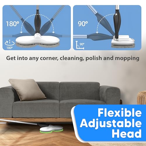 SyncTech Floating Mop - Spin mops for cleaning floors - Motorised Electric mop Cordless and rechargeable, Rotating head Microfibre mop, Long life Battery and Lightweight - Image 6