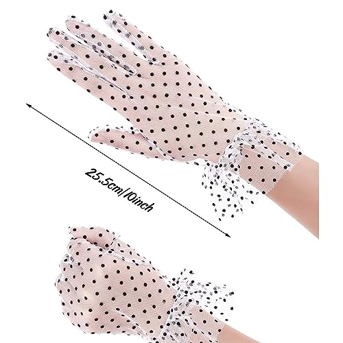 Women's Lace Sheer Gloves Black Mesh Tulle Women Bridal Lace Gloves for Wedding Tea Party Dance Accessories Grey, One Size2