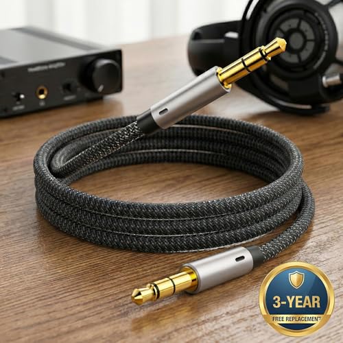 Image of Aux Cord for Car 6 ft,3.5mm Audio Cable Male to Male Stereo Hi-Fi Sound Nylon Braided aux to aux 1 /8 Cable for Headphones Car Home Stereos Speakers Tablets (Pack of 2)