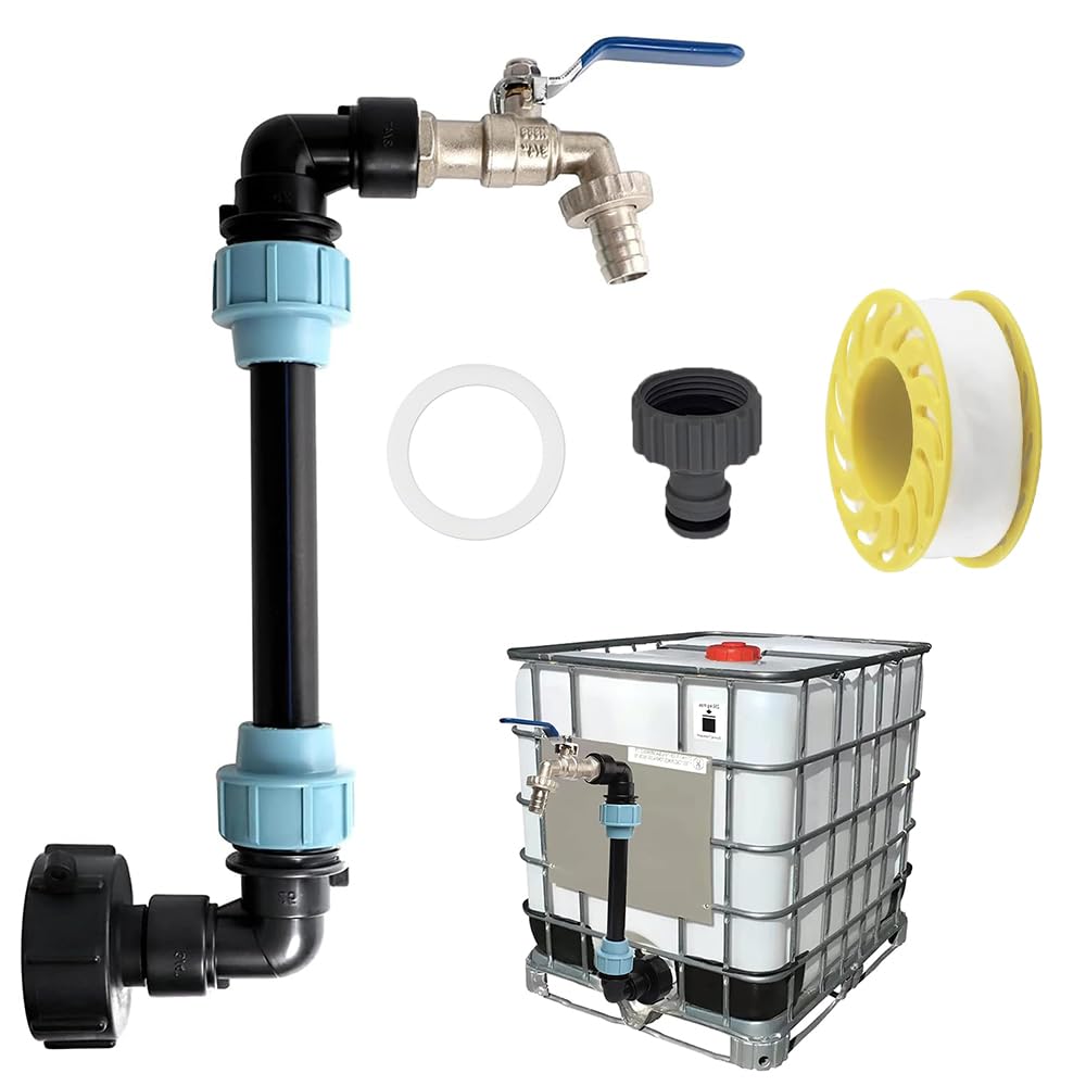IBC Tank Schwanenhals, IBC Adapter mit Schwanenhals Messing Wasserhahn, IBC Schwanenhals 3/4" Auslaufhahn, Regenfass Auslaufhahn IBC, IBC Container S60x6 3/4 Zoll Wasserhahn, IBC Tank Zubehör