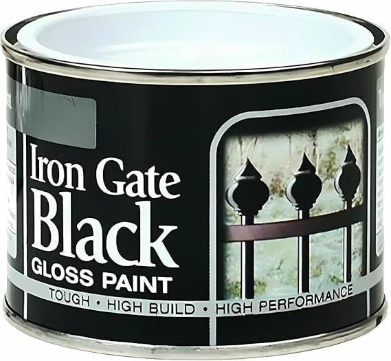 Inspired Essentials 180ml Non Drip Paint Tin Exterior Interior Hard Drying Performance Multi-Purpose Tin for Metal, Wood, Plastic, Walls with Perfect Finish (4, Iron Gate Black Gloss)