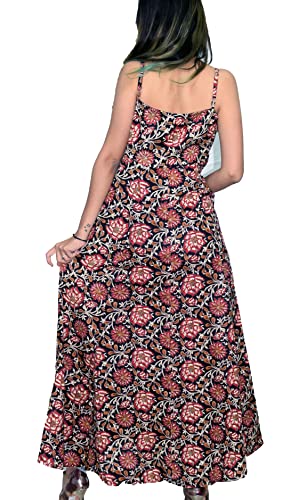 Image of JAIPUR HAND BLOCK Cotton Sleeveless Long Flared A Line Dress|Gown (S00063)