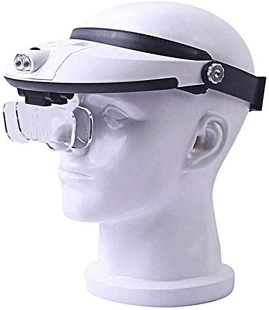 Handliche Digitale Lupe, Stirnbandlupe mit 2 LED-Leuchten, Kopfmontierte Freisprech-Lesebrille, Lupe Journey