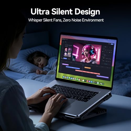 Image of ICE COOREL Laptop Cooling Pad with 6 Cooling Fans, Laptop Cooler Stand with 6 Height Adjustable, Laptop Fan Cooling Pad for 12-17 Inch,Two USB 2.0 Port, The Wind Speed Adjustable [2022 Version]