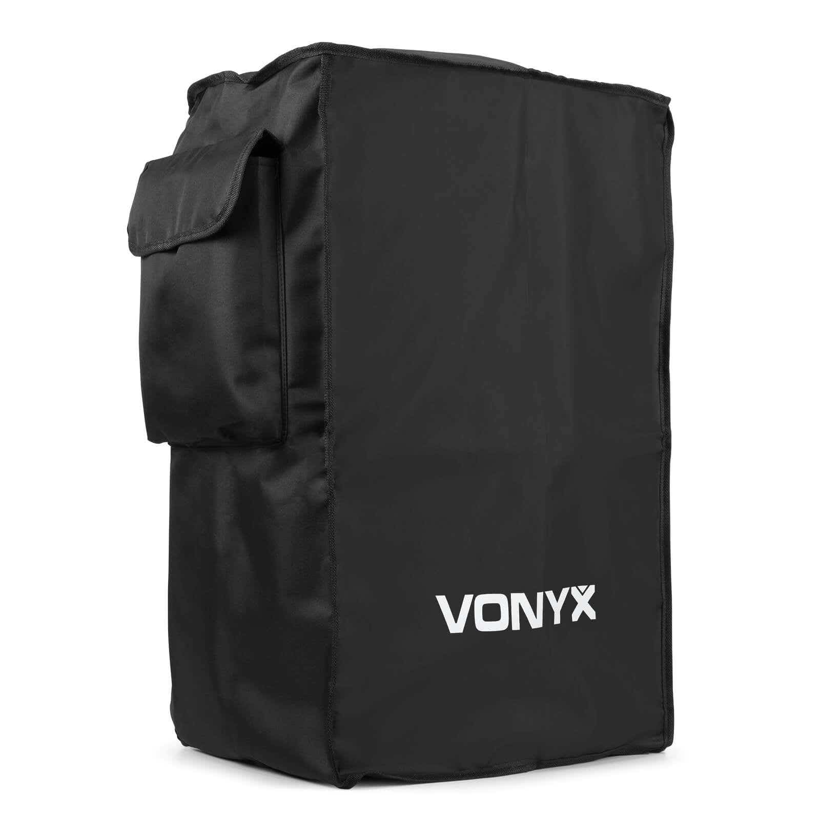 Vonyx SC15 Funda anti polvo para altavoz de 15 pulgadas, protector contra el polvo 425 x 220 x 640 mm, incluye bolsillo lateral para accesorios, ideal para Vonyx AP y SPJ series, color Negro