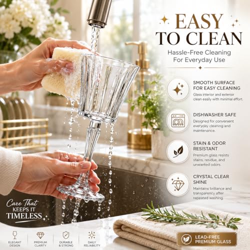 Image of bellemax 250ml Premium Long Stem Wine Glasses, Crystal Clear Glass Wine Goblets for Red Wine, White Wine, Champagne, Cocktail, Party, Home, Bar & Restaurant Use (Set of 6)