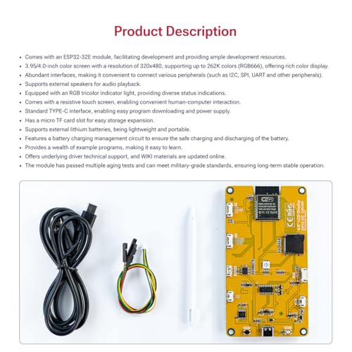 Hosyond 4.0'' 320x480 Touch Screen with ESP32-32E ESP32 Display with WiFi+BT, ST7796S Driver LCD TFT Screen Module for Arduino IoT - Image 6