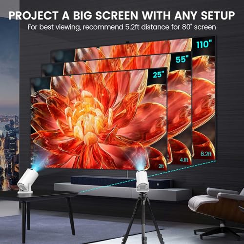 Image of ENUOSUMA Super Mini Projector with WIFI 6 and Bluetooth, 4K 1080P Support Portable Projector, Built-in App, Android 11, 200 ANSI, Auto Keystone Correction, Video Projector for Laptop /PC /Smartphone(S)