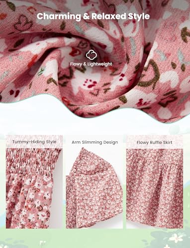 Image of PATPAT Family Matching Outfits Mommy and Me Dresses Floral Dress & T-Shirts | Mommy and Me Easter Dresses, Puff Sleeve Floral Sundress, Cotton Blend T-shirts, Couples Party Wedding Vacation Outfits