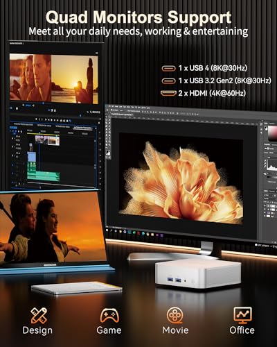 Image of GEEKOM A7 Mini PC, Ryzen 9 7940HS, 32GB RAM, 2TB SSD, Radeon 780M | 5600MHz DDR5, PCIe 4.0 SSD, USB4, 3 Year Coverage, 4x 4K Display, 8K, WiFi 6E, 2.5G LAN, SD Card Slot, Aluminum Design