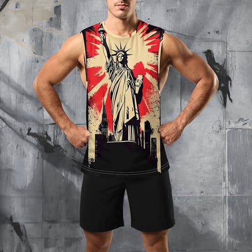Image of Zhyaj Summer Tanks Top for Men Flag Graphic Print Sleeveless Shirts Casual Working Out Vest T-Shirts Loose-Fit Men's Tank