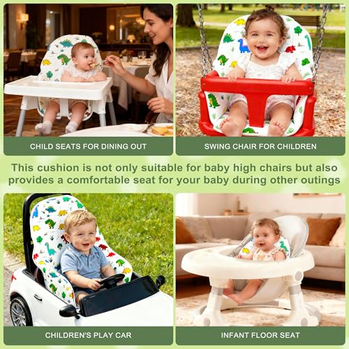 Image of for IKEA High Chair Cushion,with High Chair Pocket Pouch(Dinosaur)