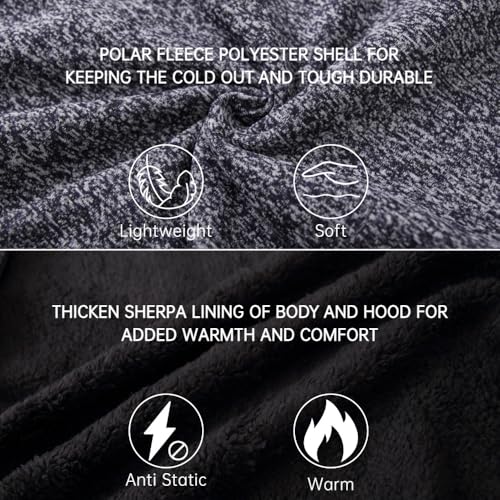 Image of LeeHanTon Sherpa Lined Hoodies for Men Heavyweight Full Zip Up Sweatshirt Thick Fleece Winter Warm Work Jackets Plus Size