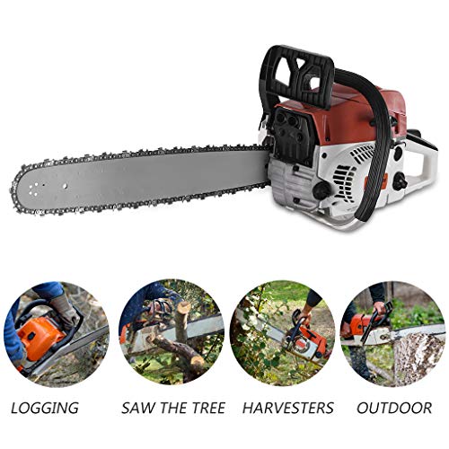 Dinmmgg 52cc Gas Chainsaws 20 Inch Bar Power Chainsaws Gas Powered Chainsaw 2 Stroke Handed Petrol Gasoline Chainsaw | 4.0HP 2.9KW 12500RPM | Vibration Reduction | Cutting Wood
