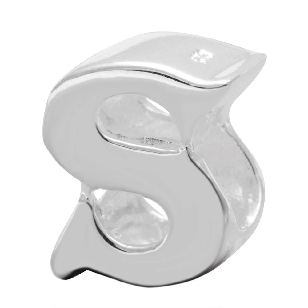 ABUN 925 Sterling Silver Letter Initial A-Z Alphabet Charm Bead Fits Charms Bracelet,Necklace (S)