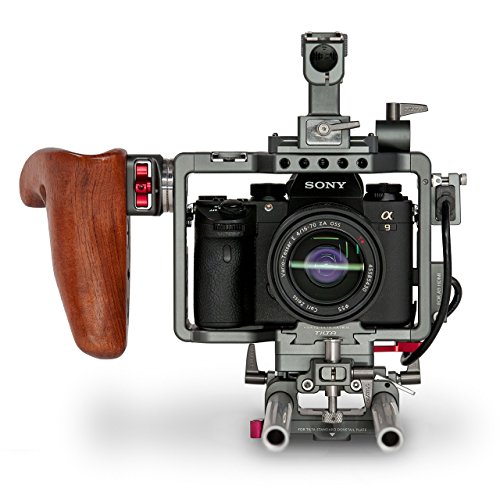 TILTA ES-T17A Sony Alpha A7 A7M2 A7 II A7S A7S2 A7R A7S II A7R II Mark II MK2 Lightweight rig Cage 15mm rod release baseplate + Wooden Handle （record function）