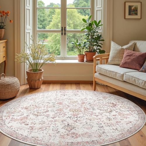 jinchan Tapete Redondo Vintage Boho 7ft Rojo miniatura 5