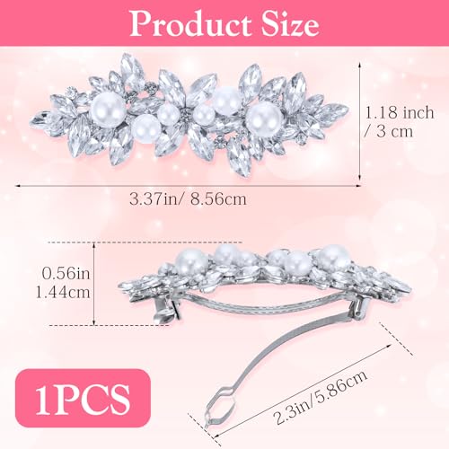 Glänzende Strass-Haarspangen, Haarspange Damen Hochzeit, Haarschmuck Silber Perlen, Vintage Haarschmuck Damen, Haarspangen Silber Mit Kristallblumen Für Frauen, Mädchen, Bridal, Brautjungfer