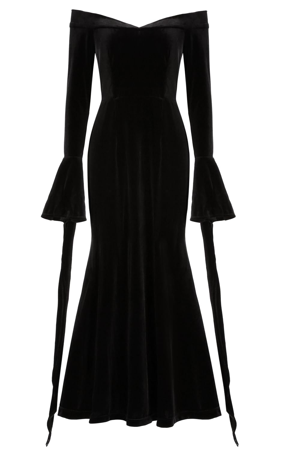 Morticia Addams Costume da donna per adulti, elegante, stile gotico, vintage, per Addams, famiglia, costume da strega, cosplay con rosa, accessorio per carnevale, tema, feste, abbigliamento