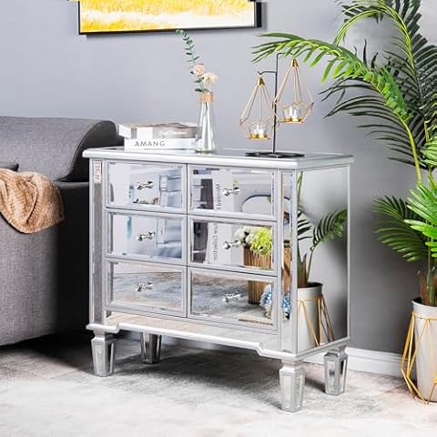 Bonnlo 6-Drawer Mirrored Dresser Cover