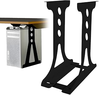 Suporte para PC debaixo da mesa, suporte de mesa para PC e suporte de parede torre de até 35 kg, suporte de computador resistente para secretária de altura ajustável, estrutura de aço robusta