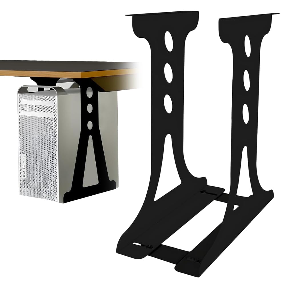 Supporto per PC Sotto Scrivania, Supporto da Tavolo per PC e Supporto da Parete Torre Fino a 35 kg, Supporto per Computer per Scrivania Regolabile in Altezza, Robusta Struttura in Acciaio (Nero)