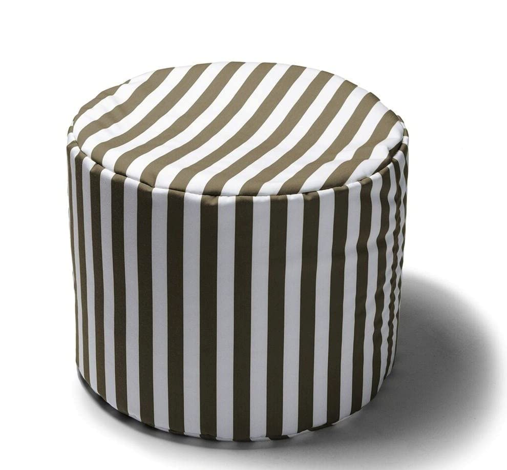 Simple and Elegant Round Ottoman Perfect for Indoor and Outdoor, Taupe Shade, 21 Inches H X 19 Inches W X 19 Inches L, Traditional Style | All Season Pretty White Shade, Fade and Weather-Resistant