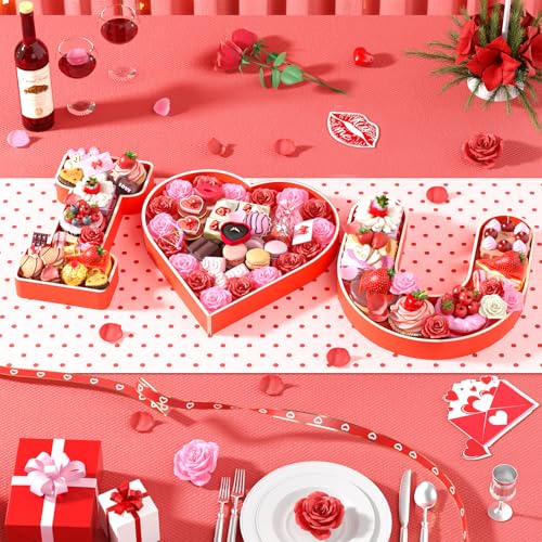 Red Valentine’s Charcuterie Cardboard, 13.78" Fillable Love Heart-Shaped Snack Board for Valentine’s Candy, Treats, Chocolates, Cupcakes, Food Display for Romantic Date Night & Valentine’s Party Decor - Image 5