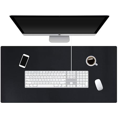 Amazon Kevmiya 人工皮革素材の机のための パッド 80x40x0 2cm ホームデスクおよびオフィステーブルのための完璧なマット フィレット付き防水および長方形 両面 黒 赤 デスクマット 文房具 オフィス用品