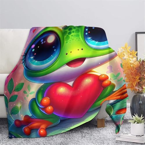Couverture en peluche grenouille 3D plaid microfibre chaude et douce 127x152cm