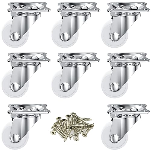 8 PCS White Universal Swivel Casters,25mm(1 inch) Castor Wheels for Furniture