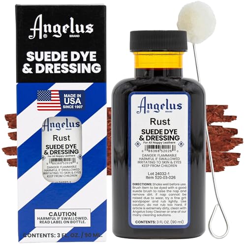 Angelus Suede Dye - Rust - 3 oz Premium Liquid Dye for Suede, Nubuck, and Nappy Leather
