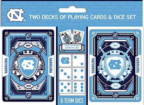 Image of MasterPieces Game Day - NCAA UNC Tar Heels 2-Pack Playing Cards & Dice Pack - Officially Licensed Set for Adults and Family