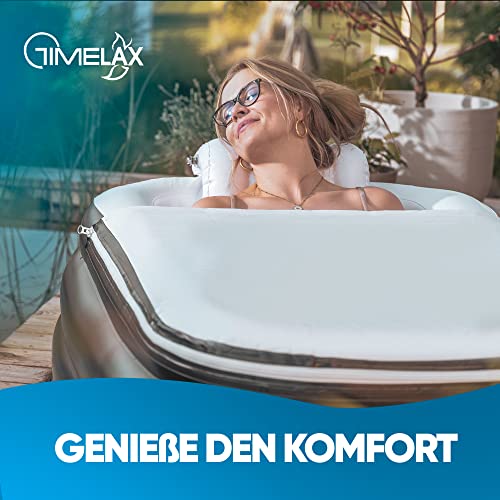 TIMELAX® Badewanne Aufblasbar [Ergonomische Rückenlehne] 0,5mm starkes PVC | BPA Frei Aufblasbare Faltbare Mobile Freistehende Badewanne für Erwachsene und Dusche