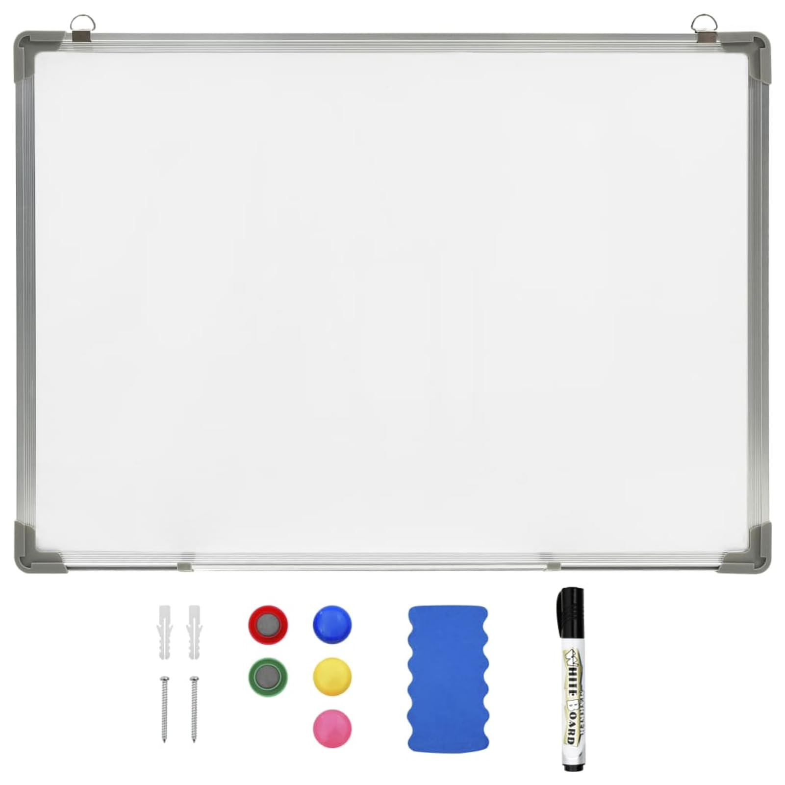 Homgoday Magnets Whiteboard 70x50cm Weiß - Wandmontiertes Whiteboard mit Stift, Tafelwischer und Magneten - Ideales Büro- oder Haushalts Zubehör Magnetische Whiteboard-Tafel Model146632